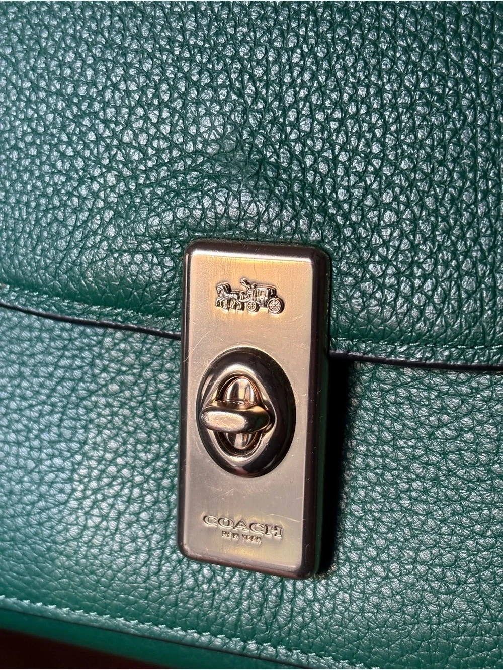 Green Coach Edie Shoulder Bag with Gold Hardware